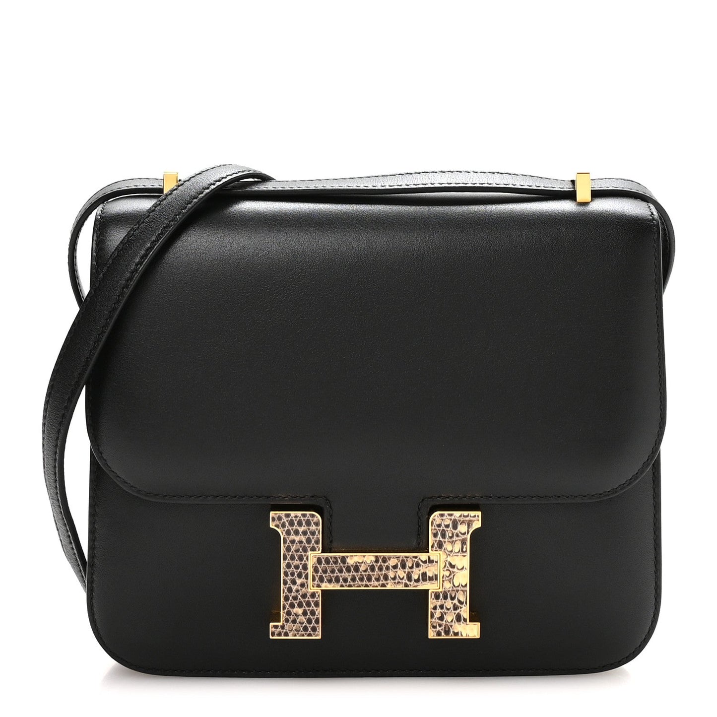 Hermès Tadelakt Lizard Marquette Constance 18 Black Ombre