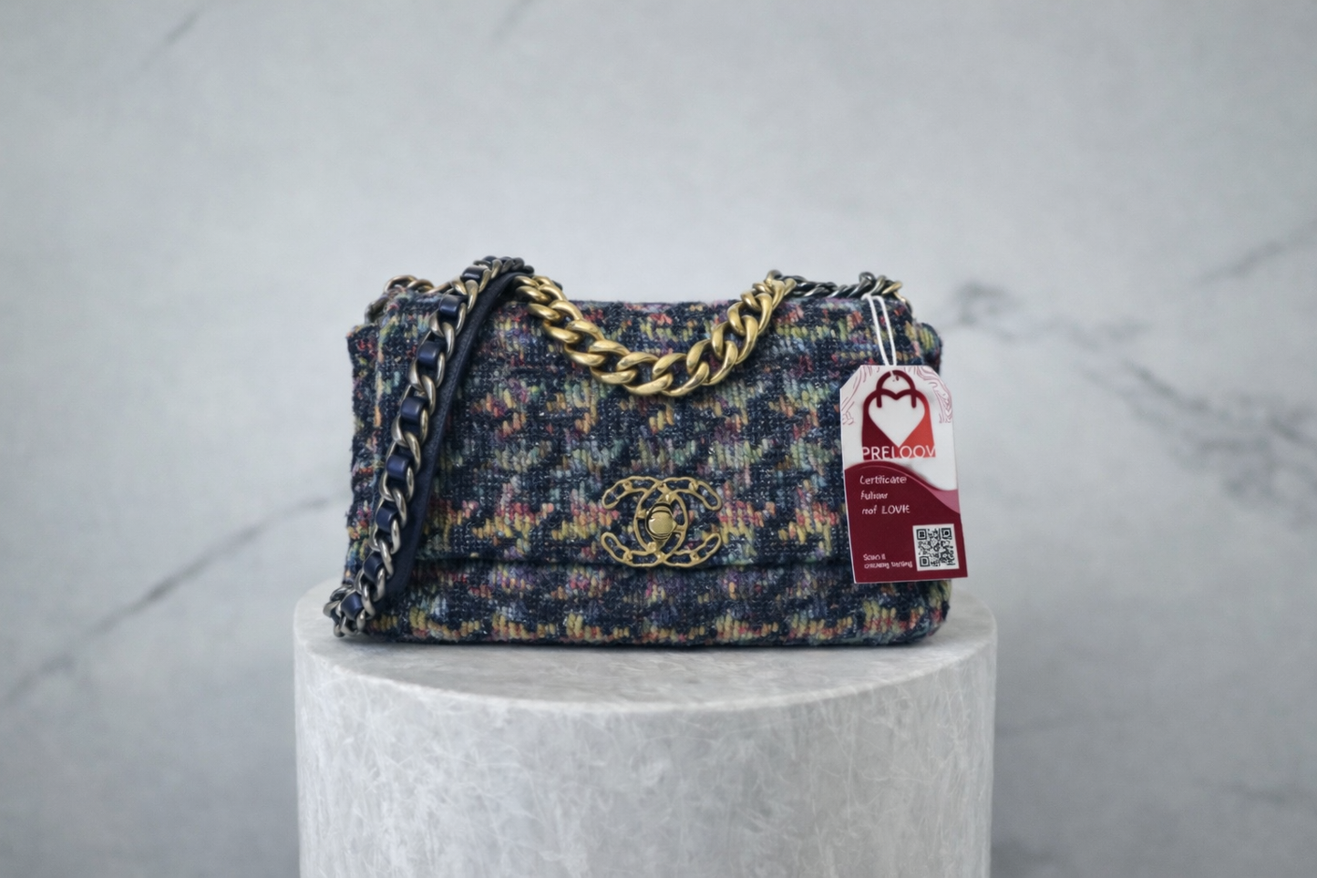 Chanel 19 Flap Bag Medium Dark Multicolor Tweed
