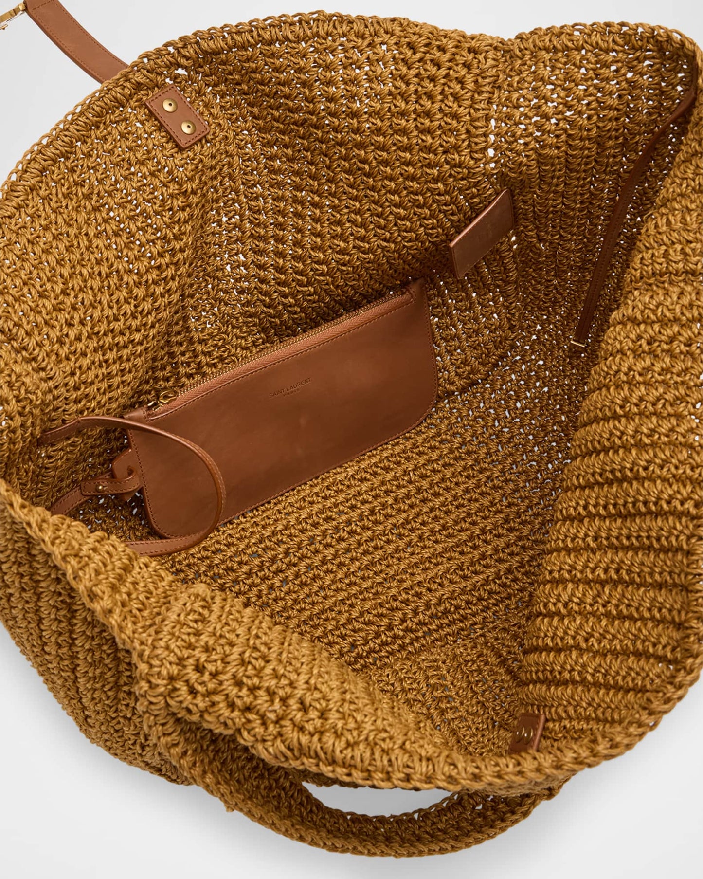 Saint Laurent Le 5 À 7 Bea Tote Bag Beige Cord Linen Leather – PRELOOV