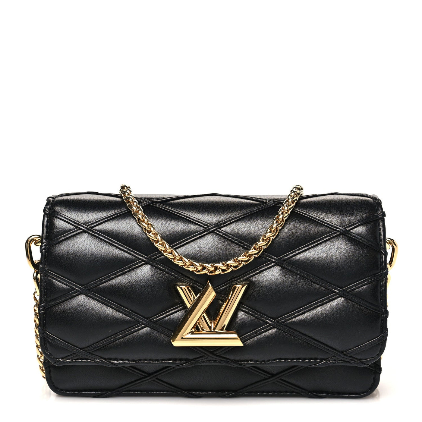 Louis Vuitton GO-14 Wallet On Chain Black Lambskin Malletage – PRELOOV