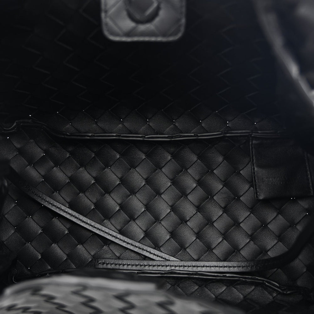 Bottega Veneta Small Campana Shoulder Bag Black Nappa Intrecciato – PRELOOV