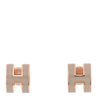 Hermes Mini Pop H Earrings Marron Glace Rose Gold image 1