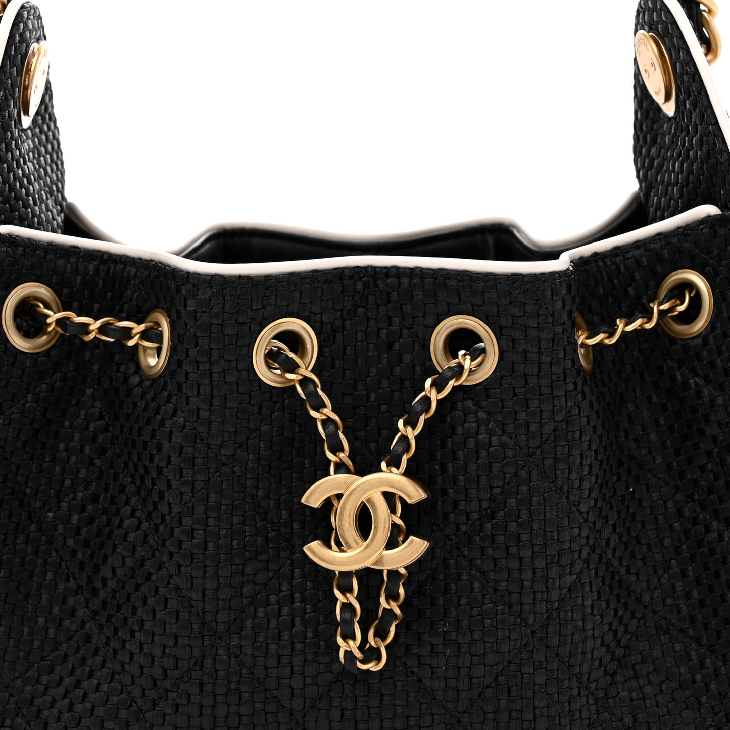 Chanel Braided Raffia Calfskin Mini Chanel 25 Handbag Black White 2026 – PRELOOV