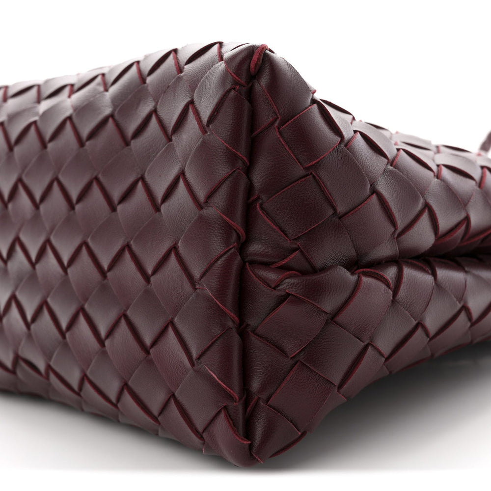 Bottega Veneta Small Andiamo Shoulder Bag Barolo Red Nappa Intrecciato Gold Knot – PRELOOV