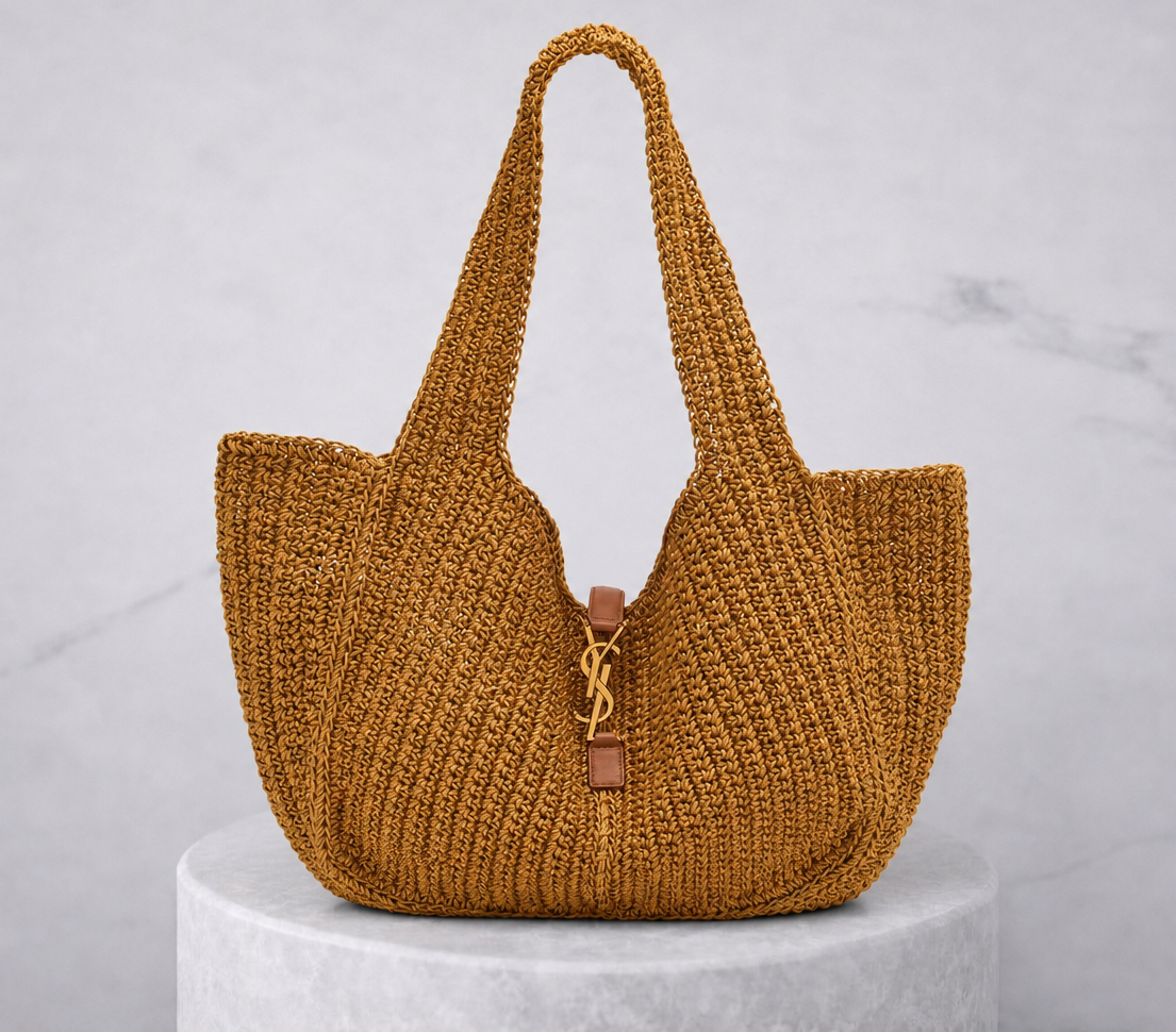 Saint Laurent Le 5 À 7 Bea Tote Bag Beige Cord Linen Leather – PRELOOV