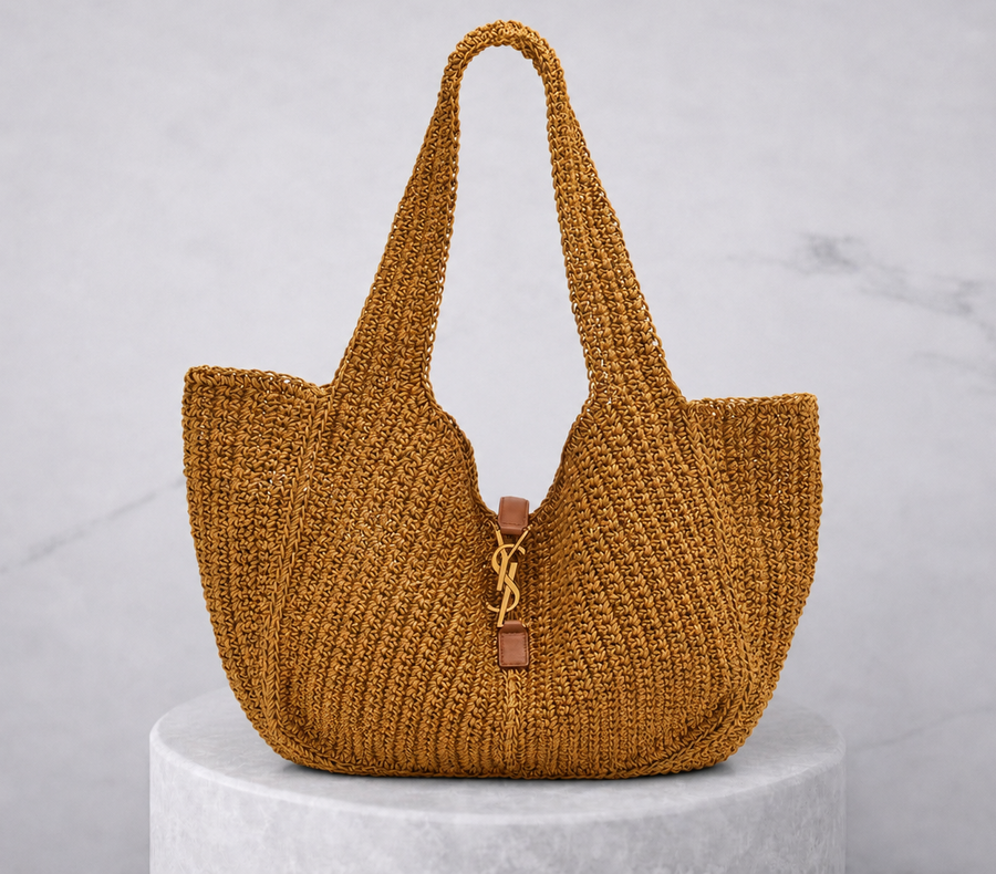 Saint Laurent Le 5 À 7 Bea Tote Bag Beige Cord Linen Leather – PRELOOV