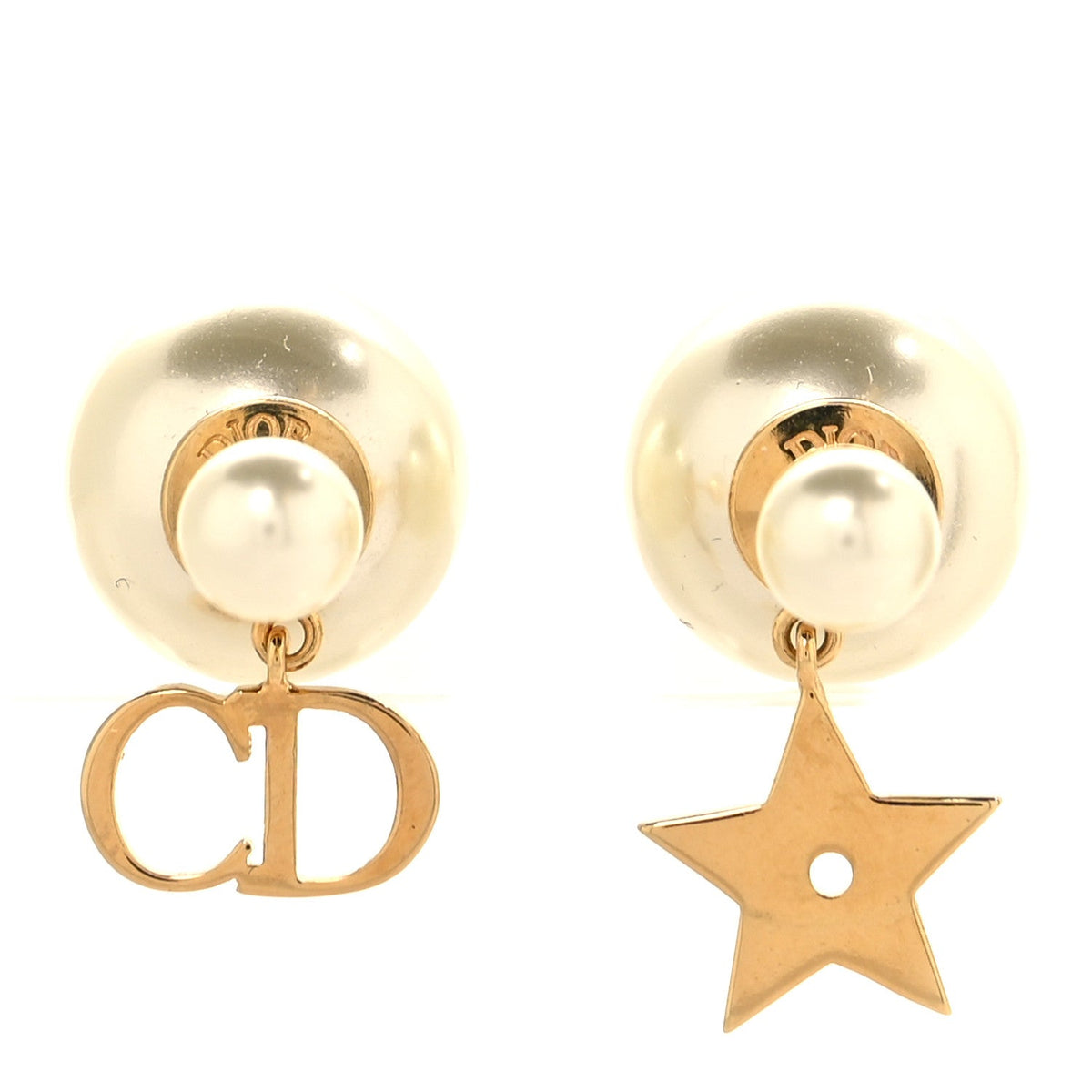 Christian Dior Mise En Dior Logo Tribal Earrings Pearl image 1