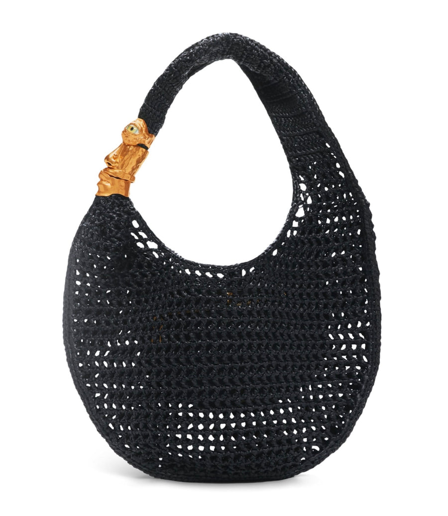 Schiaparelli Large Raffia Souffle Baguette Shoulder Bag Natural Black – PRELOOV