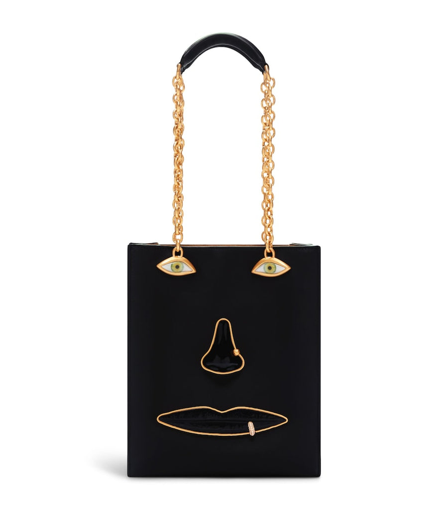 Schiaparelli Leather Face Top Handle Bag Black – PRELOOV