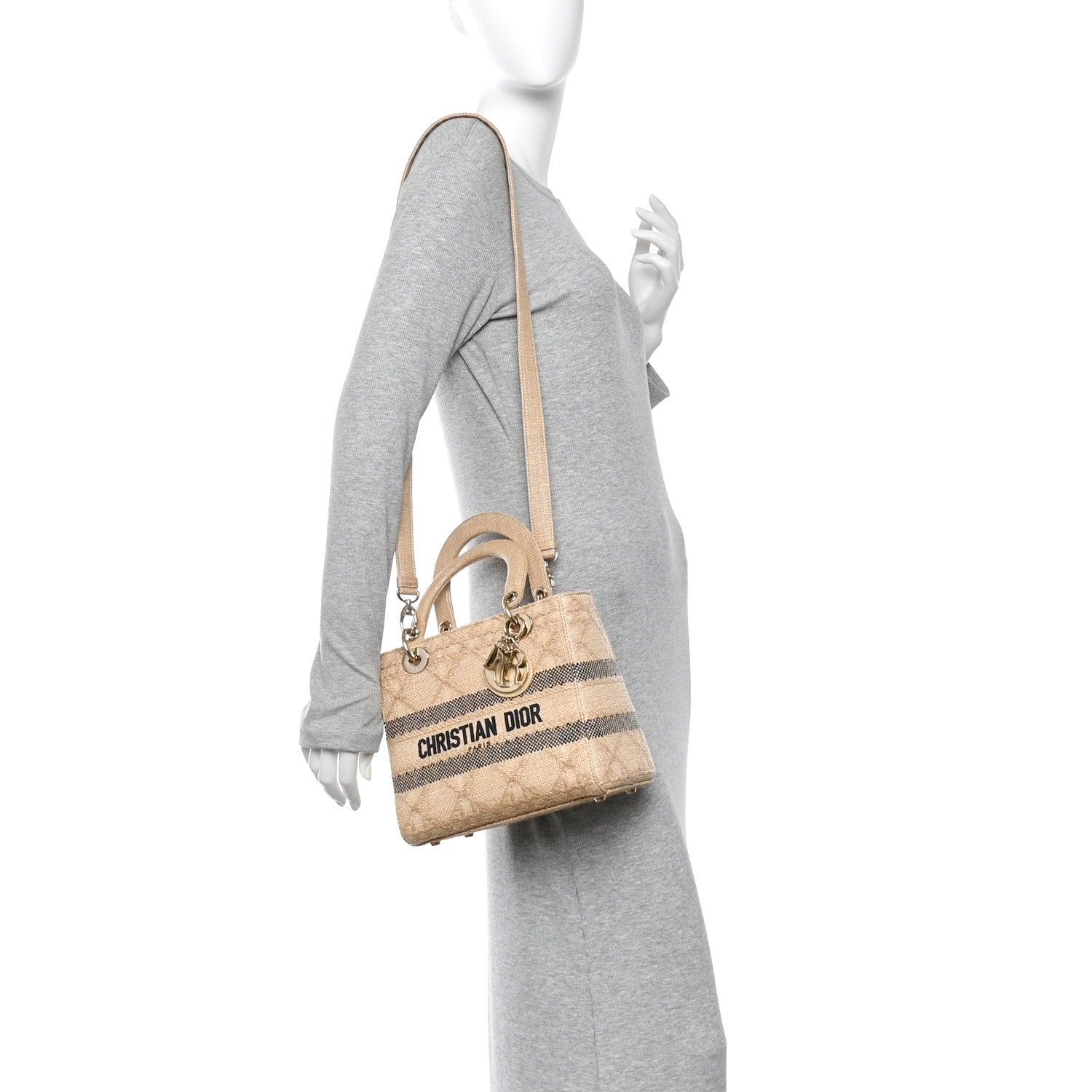 Christian Dior Medium Lady D-Lite Natural Black Raffia image 2