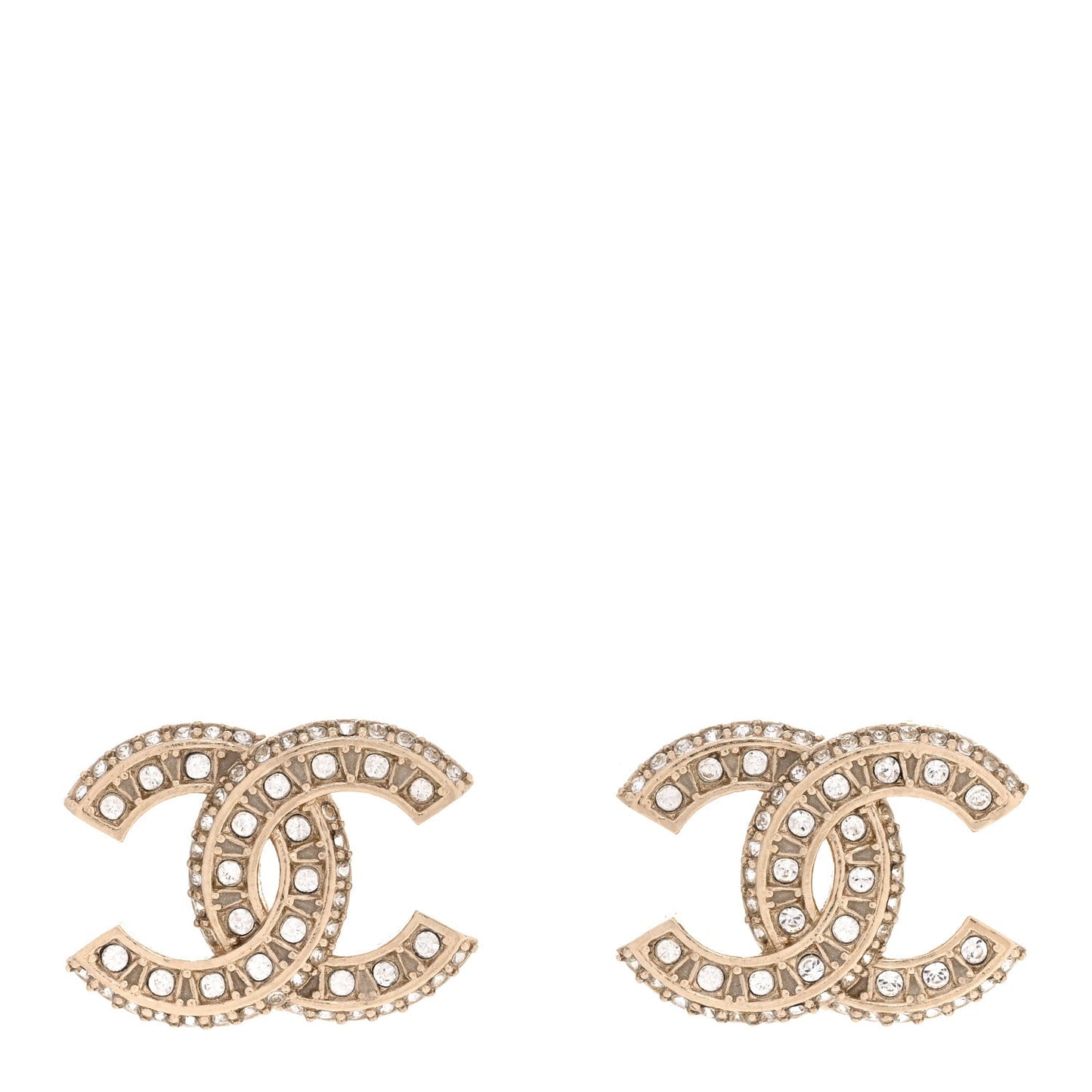 Chanel Crystal Timeless CC Earrings Light Gold image 1