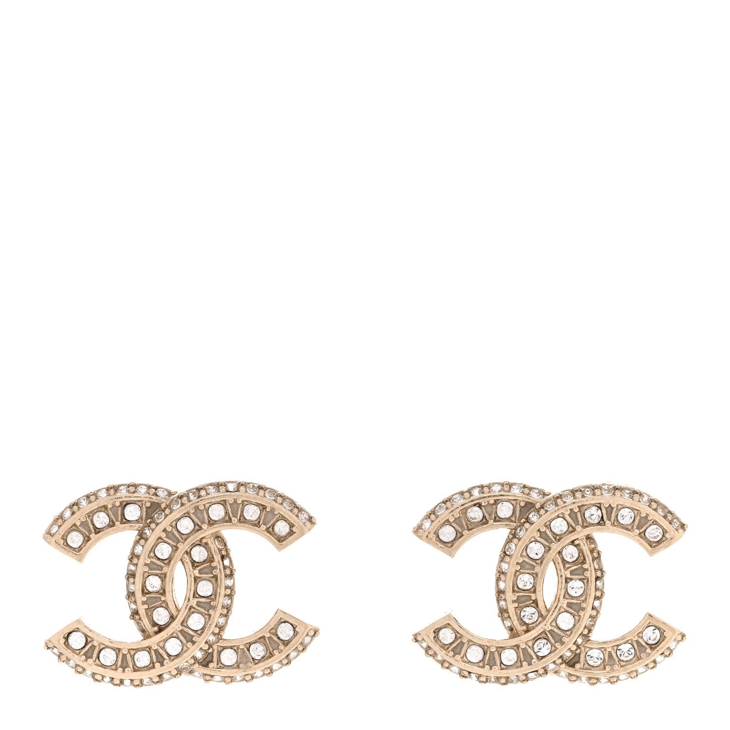 Chanel Crystal Timeless CC Earrings Light Gold image 1