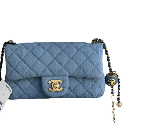 Chanel Classic Flap Bag Denim Blue with Gold-Tone Hardware