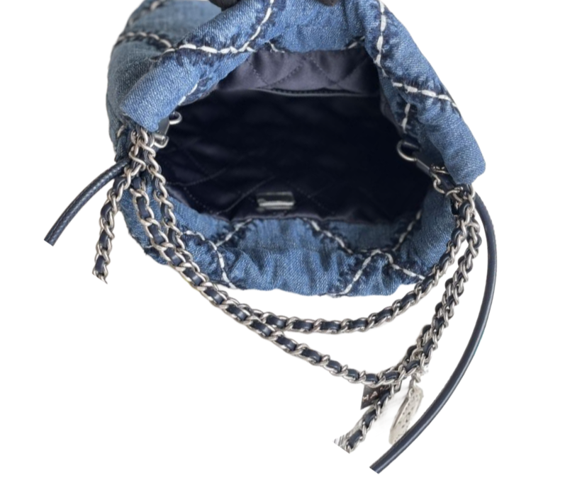 Chanel 22 Mini Stitch Handbag Blue Denim – Preloved Designer Shoulder Bag
