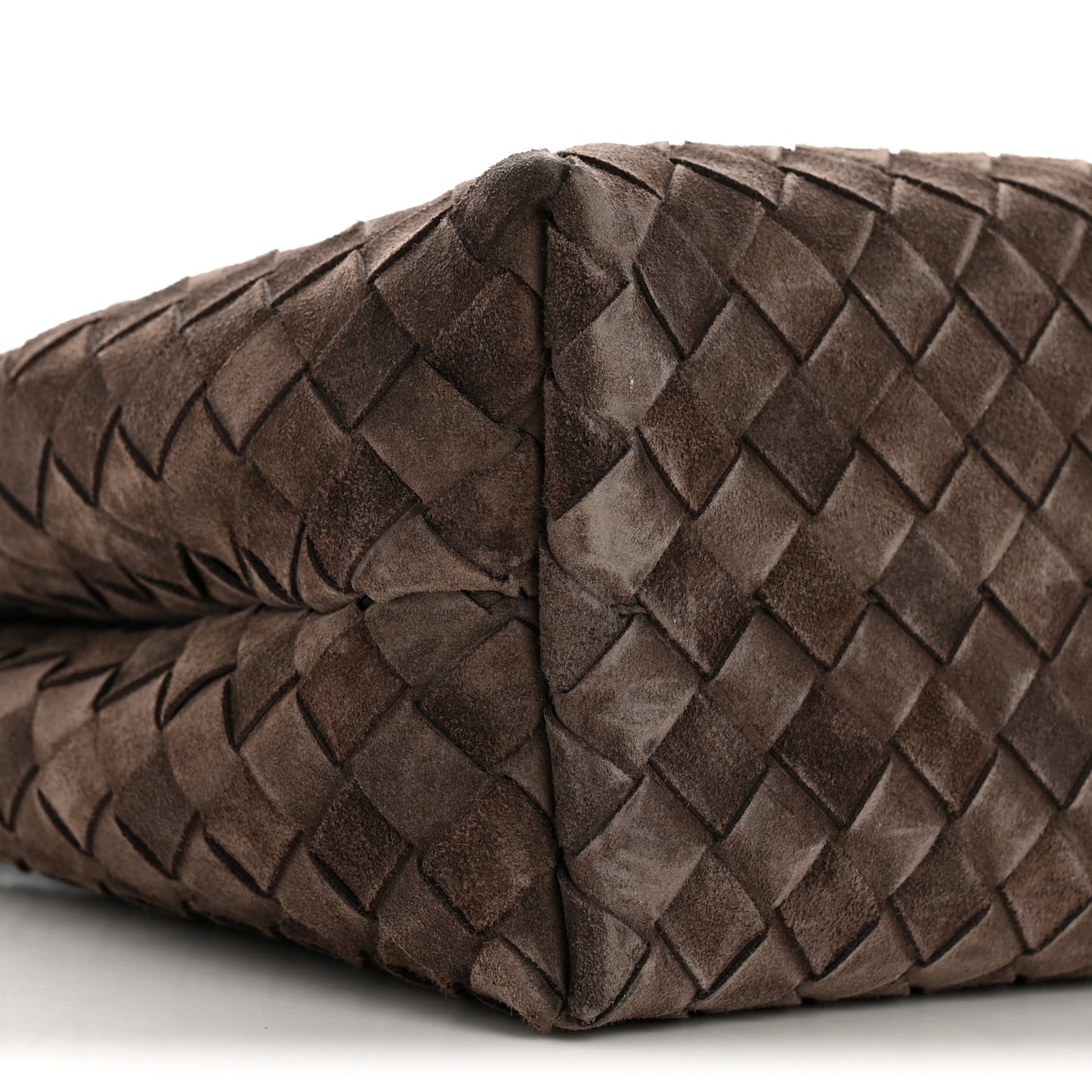 Bottega Veneta Medium Andiamo Shoulder Bag Fondant Dark Brown Suede Intrecciato – PRELOOV