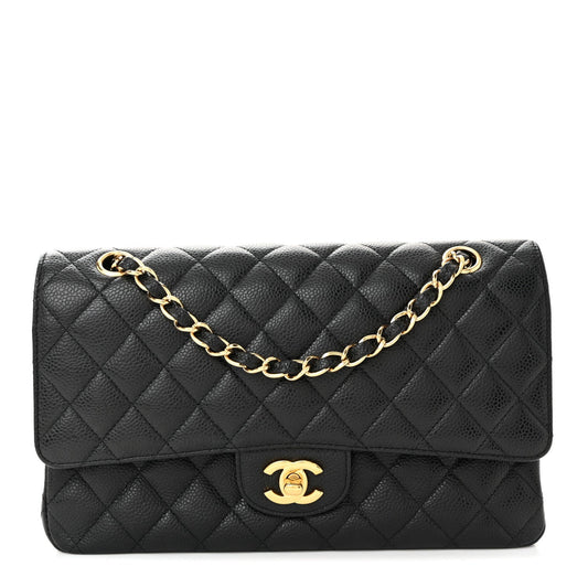 Chanel Double Flap Bag Medium Black Caviar