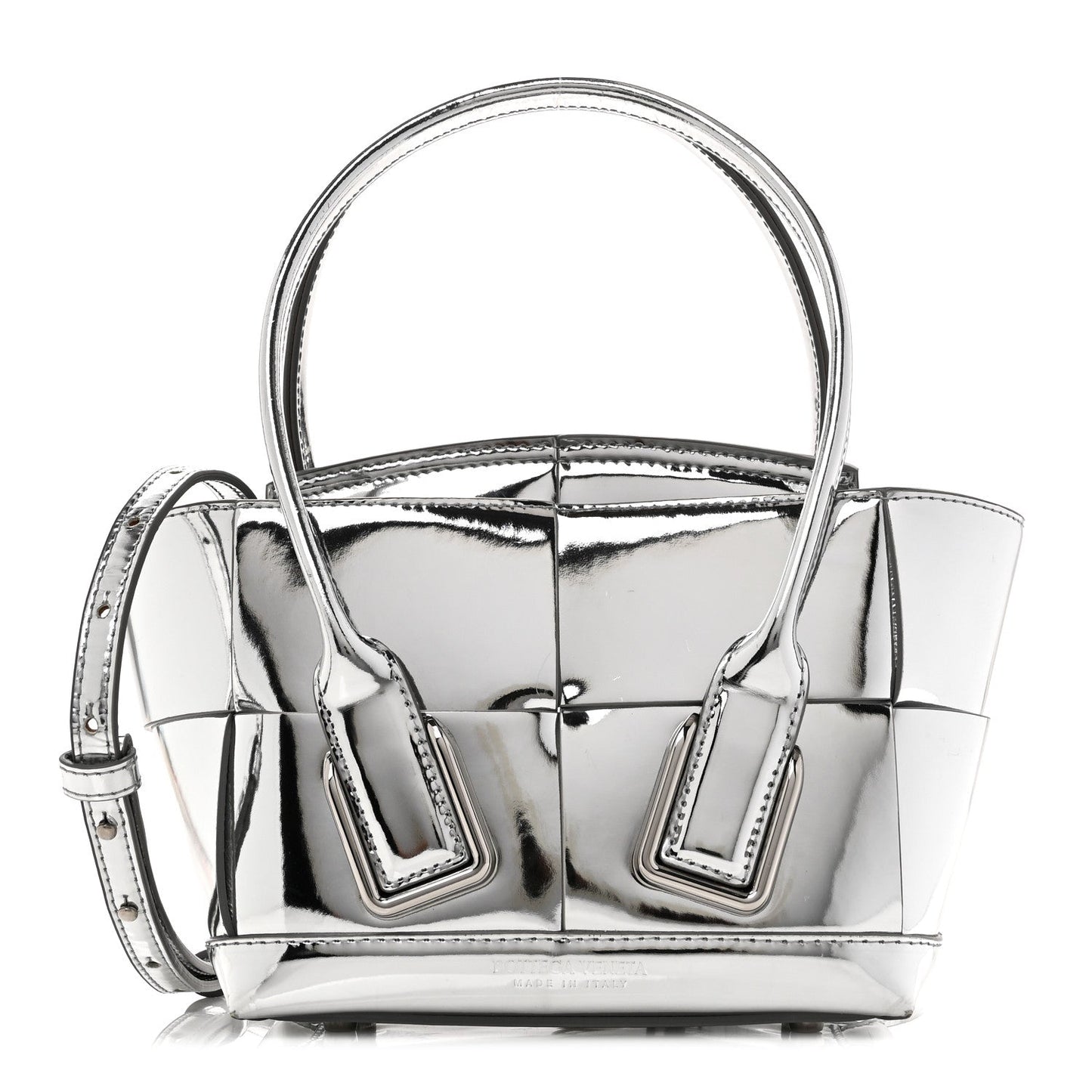 Bottega Veneta Mirror Laminated Nappa Maxi Intrecciato Mini Arco  Silver 2026 PRELOOV foto 1