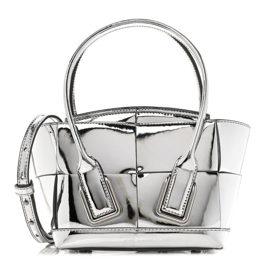 Bottega Veneta Mirror Laminated Nappa Maxi Intrecciato Mini Arco  Silver 2026 PRELOOV foto 1