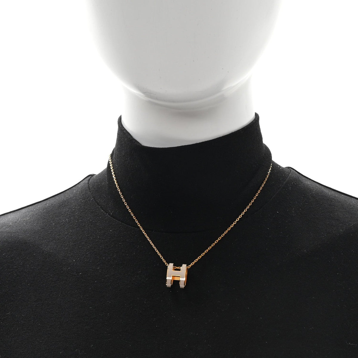 Hermes Pop H Pendant Necklace Marron Glace Rose Gold image 2
