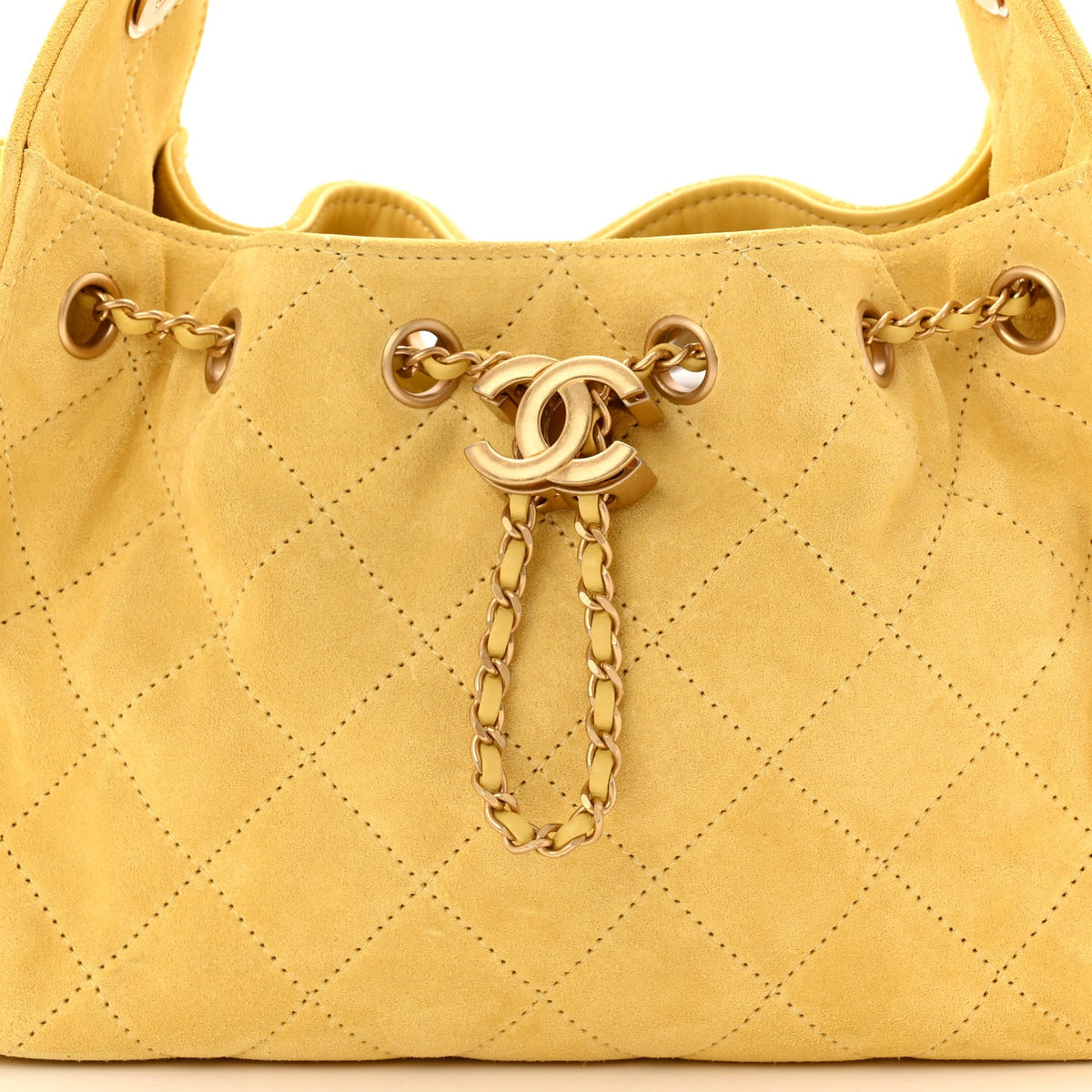 Chanel Suede Quilted Mini Chanel 25 Handbag Yellow 2026 – PRELOOV