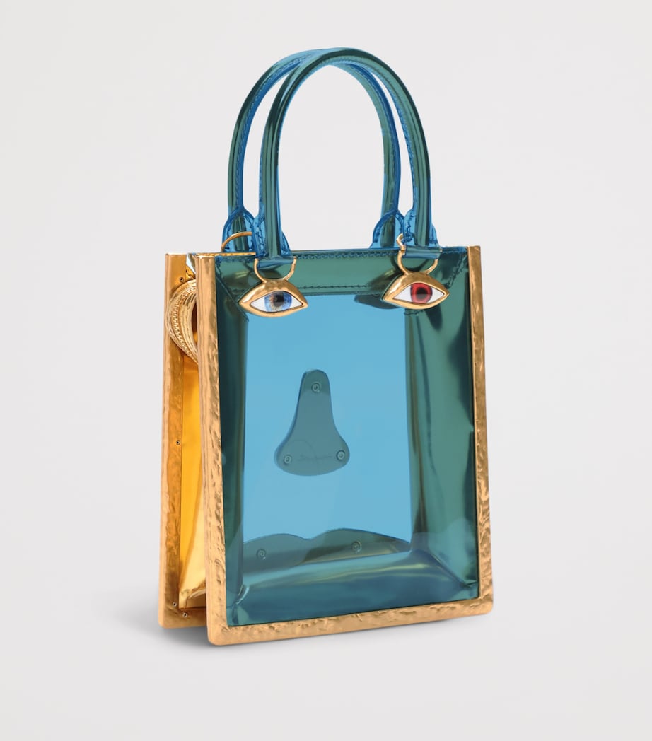 Schiaparelli Mini Vinyl Face Top Handle Bag Gold Blue – PRELOOV