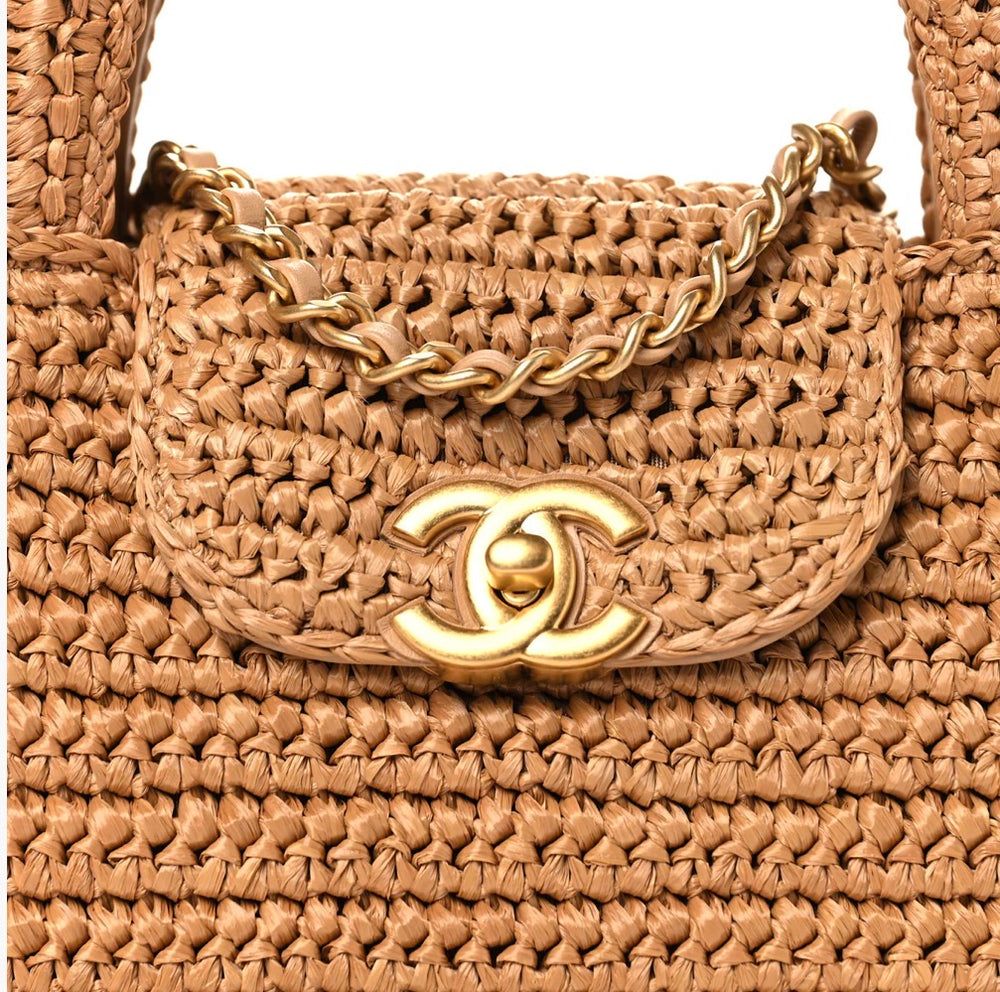 Chanel Nano Kelly Flap Bag Dark Beige Raffia – PRELOOV