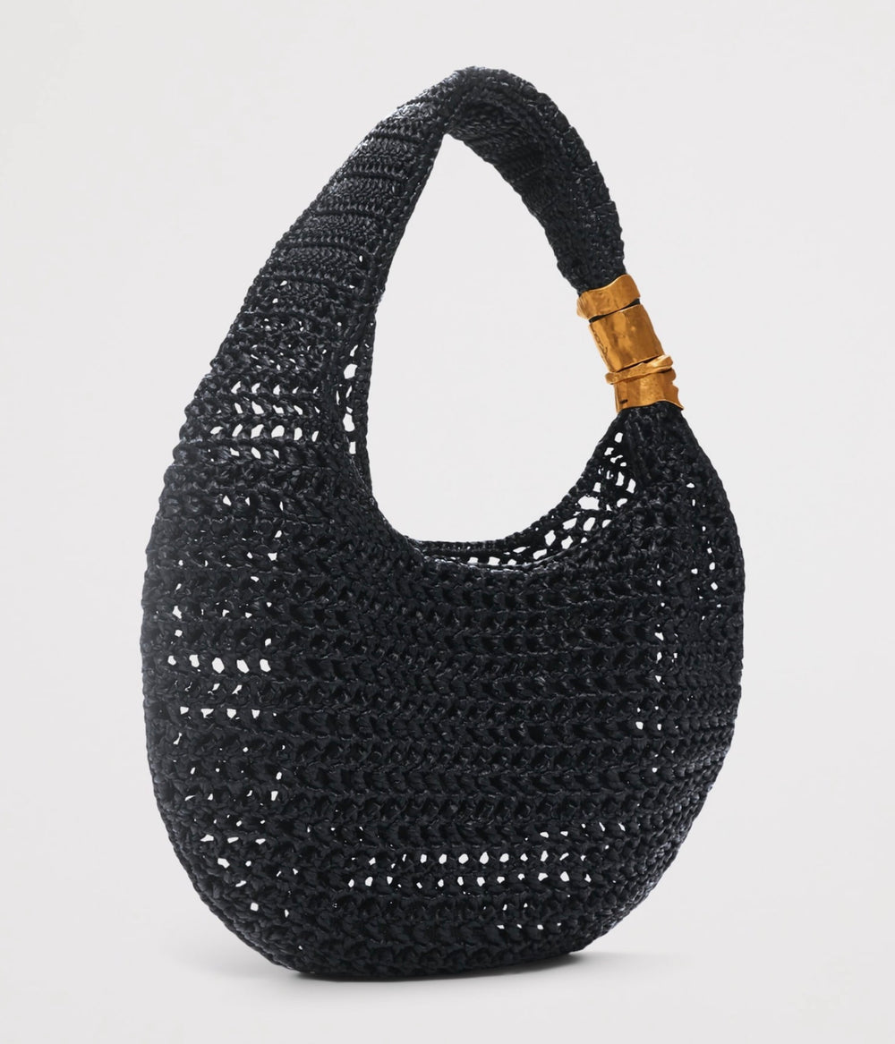 Schiaparelli Large Raffia Souffle Baguette Shoulder Bag Natural Black – PRELOOV