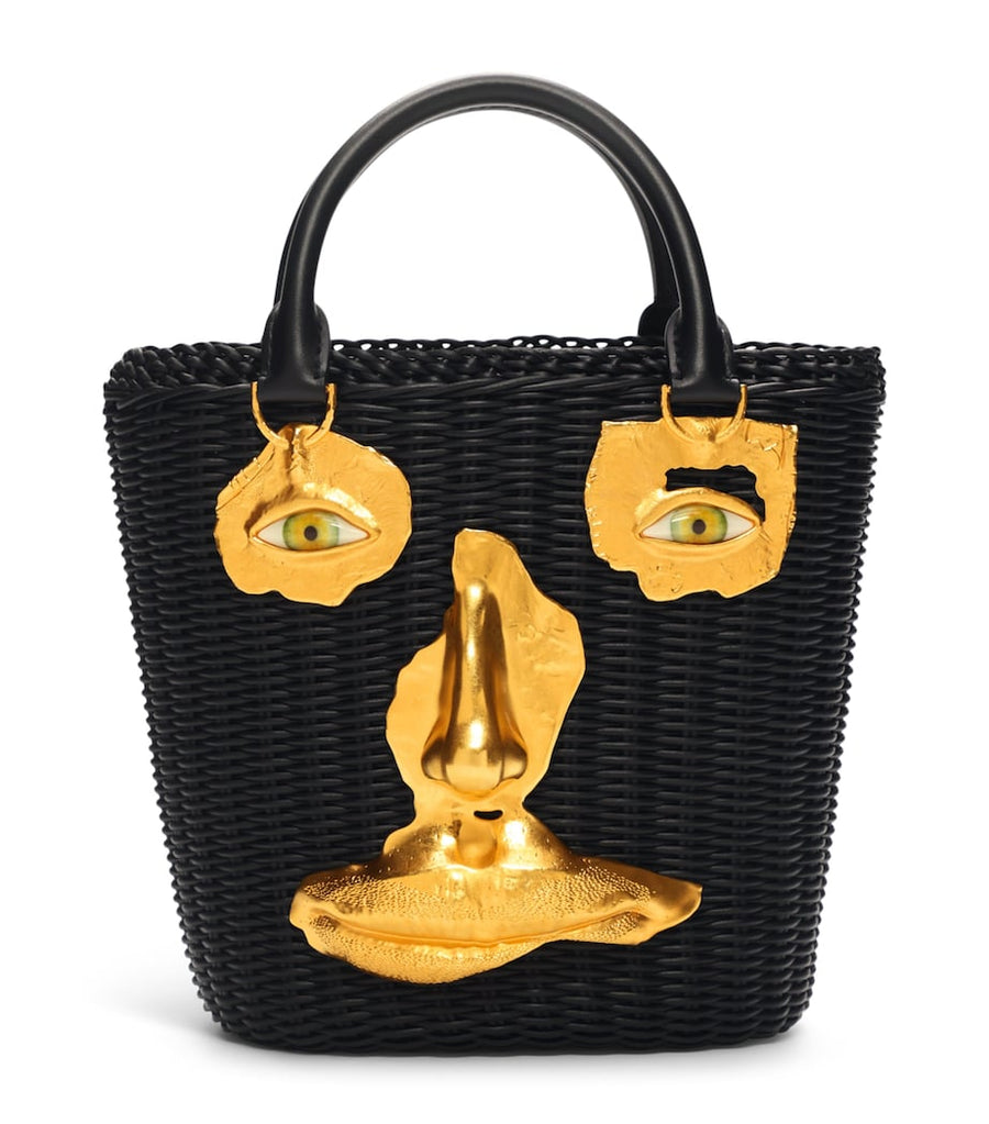 Schiaparelli Calfskin Wicker Face Bucket Bag Black – PRELOOV