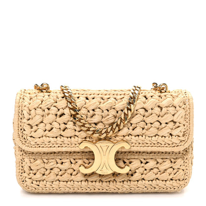 Celine Claude Chain Shoulder Bag Natural Raffia Effect