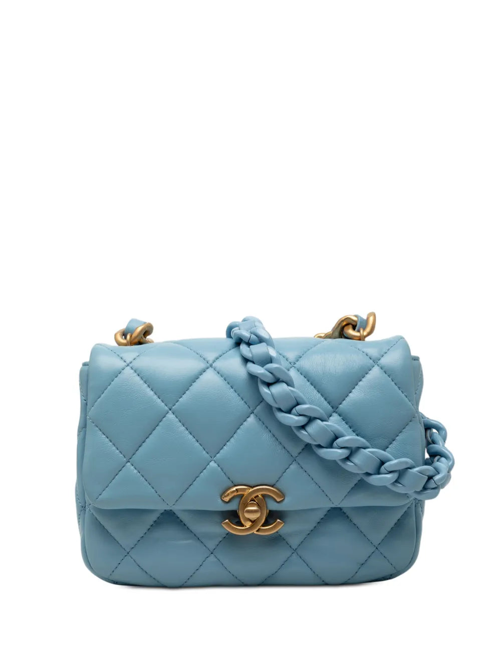 Chanel Mini Chain Flap Crossbody Bag Blue Patent Lambskin Quilted 2021–2025 – PRELOOV