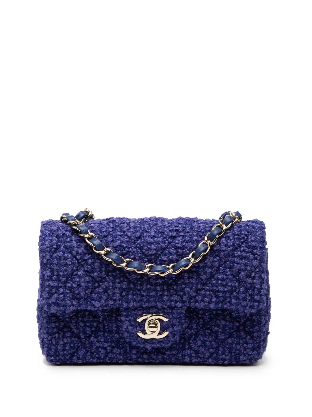 Chanel Classic Single Flap Mini Rectangular Crossbody Bag Blue Tweed 2021–2025 – PRELOOV