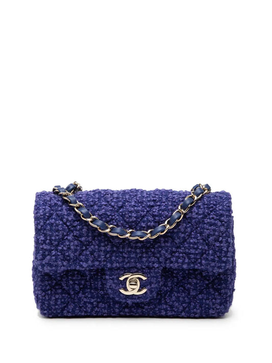 Chanel Classic Single Flap Mini Rectangular Crossbody Bag Blue Tweed 2021–2025 – PRELOOV