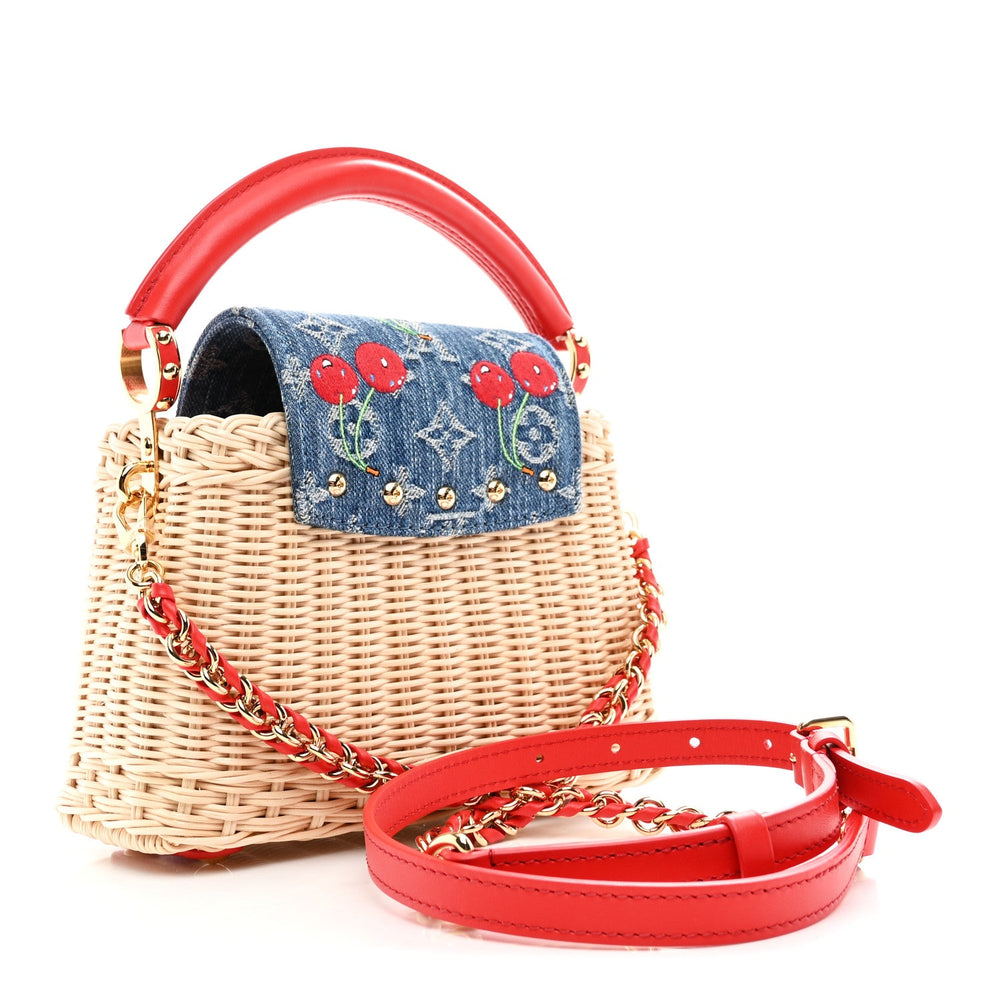 Louis Vuitton LV x TM Cerises Capucines Mini Rattan Denim Calfskin image 3