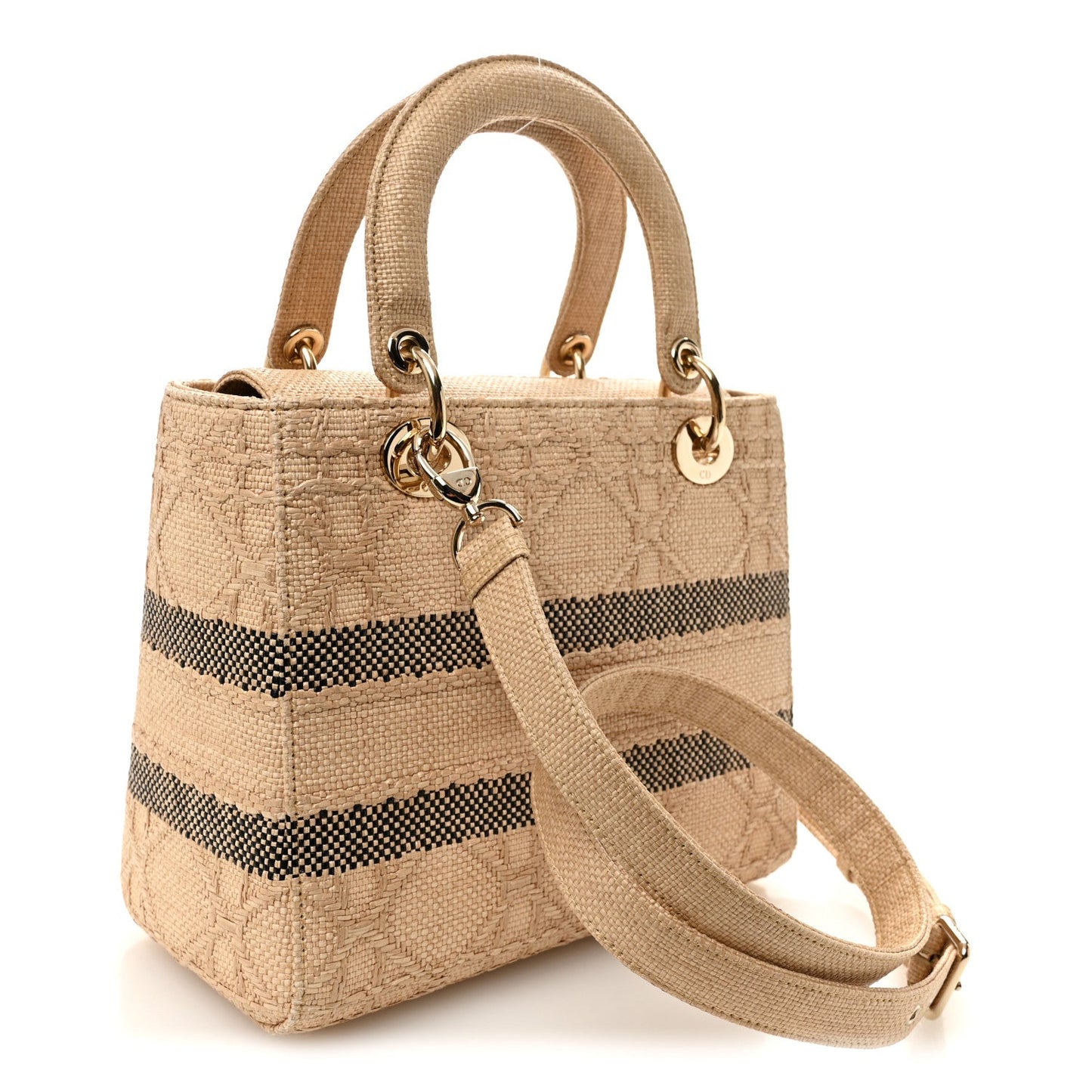Christian Dior Medium Lady D-Lite Natural Black Raffia image 3