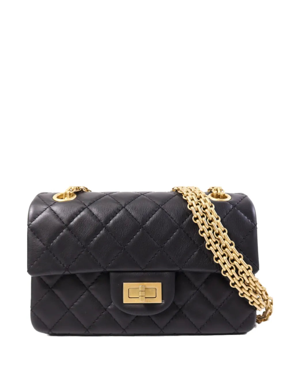 Chanel 2.55 Quilted Shoulder Bag Black Leather Gold Hardware – PRELOOV