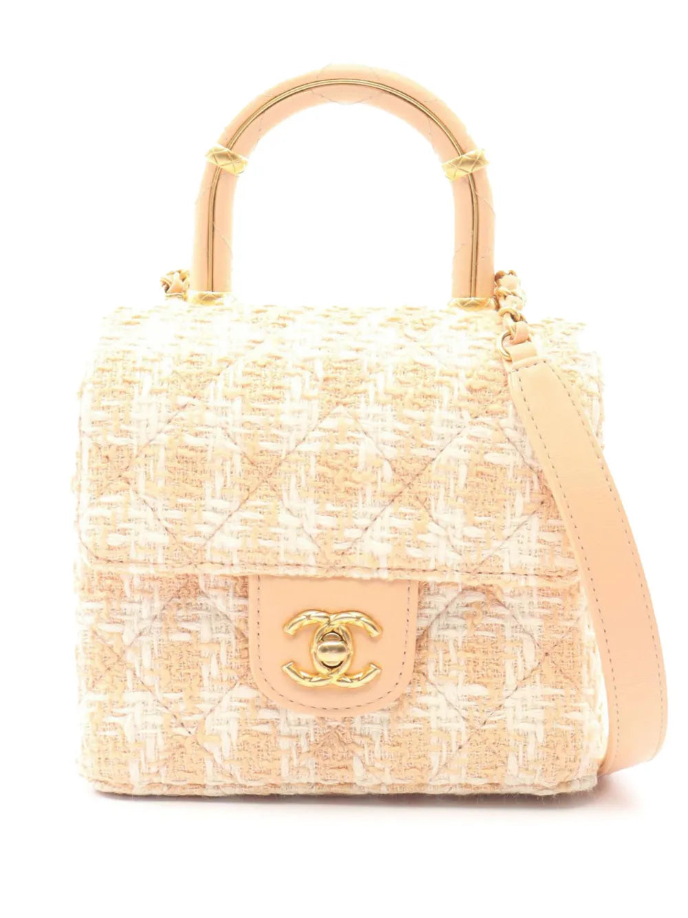 Chanel Crush Top Handle Flap Bag Pink Tweed Quilted 2021–2026 – PRELOOV