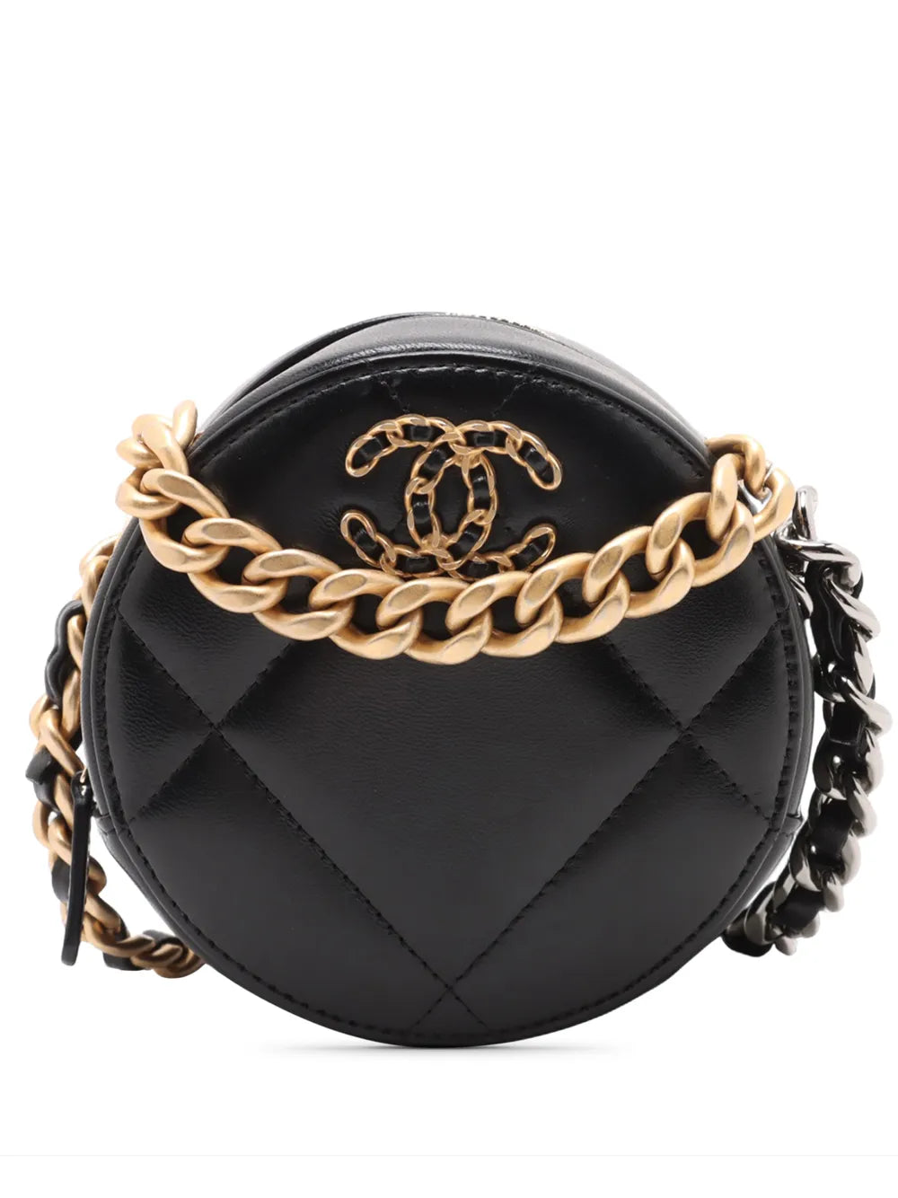Chanel 19 Round Clutch With Chain Black Lambskin Quilted 2021–2026 – PRELOOV