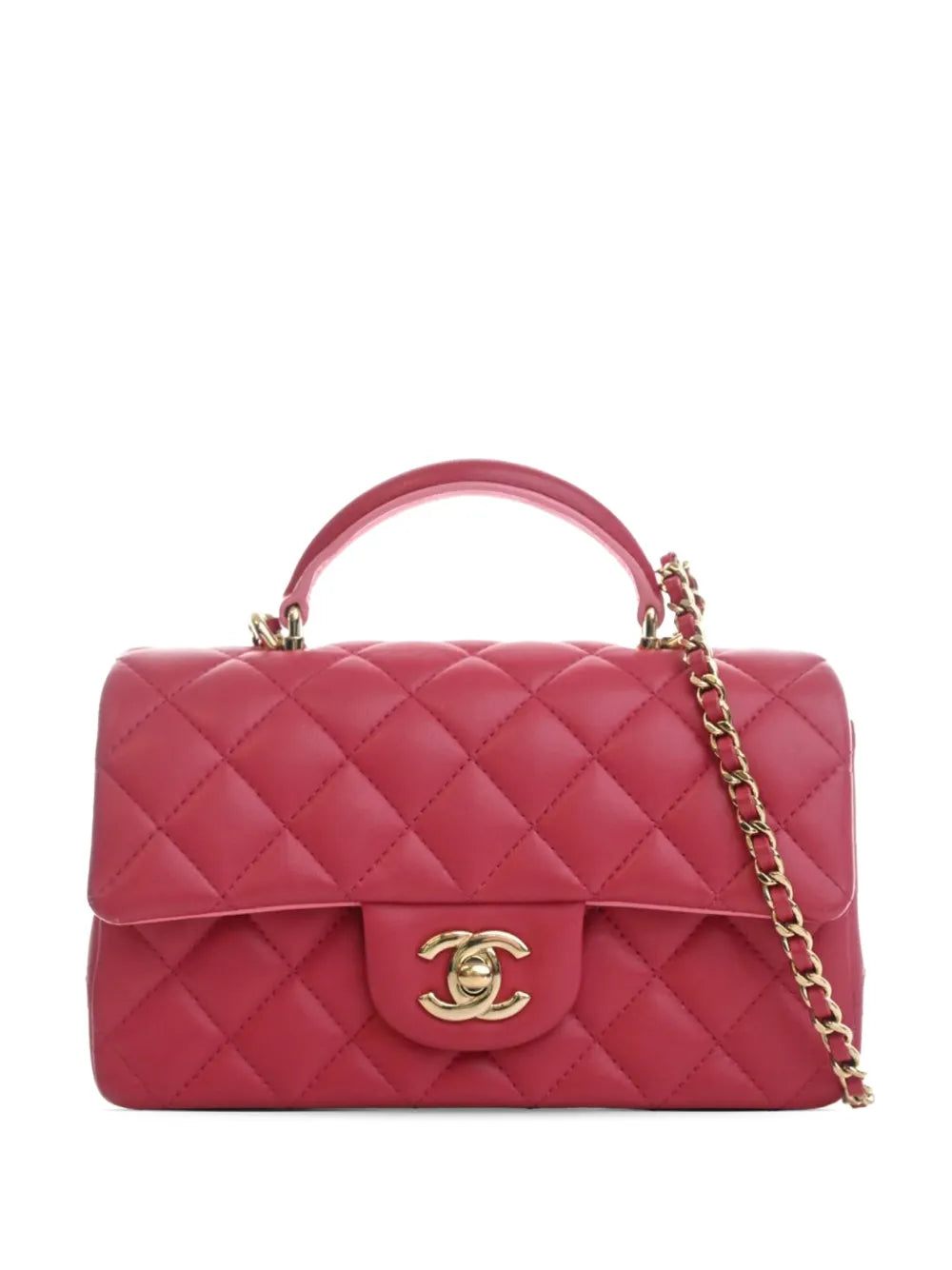 Chanel Classic Mini Rectangular Top Handle Flap Bag Pink Lambskin Quilted 2021–2026 – PRELOOV