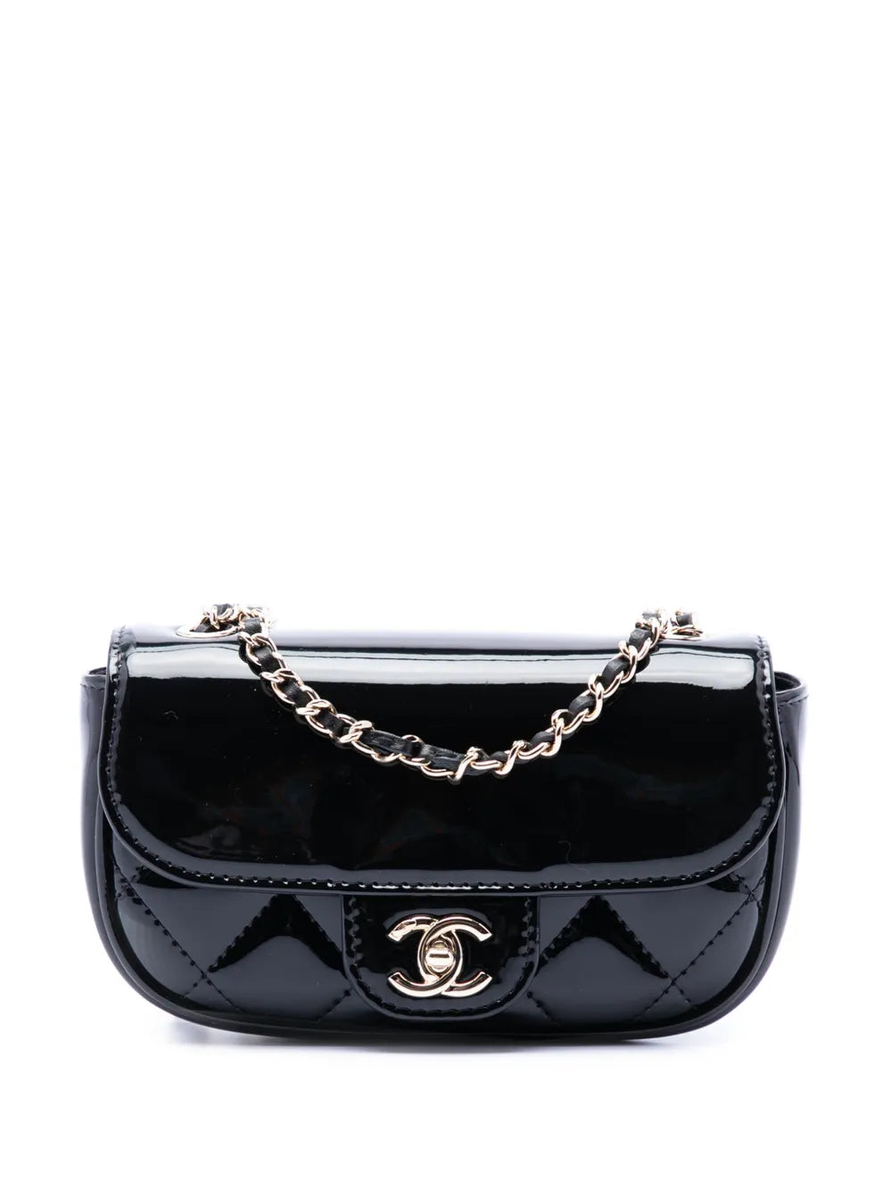 Chanel CC Small Single Flap Crossbody Bag Black Patent Leather Quilted 2021–2026 – PRELOOV