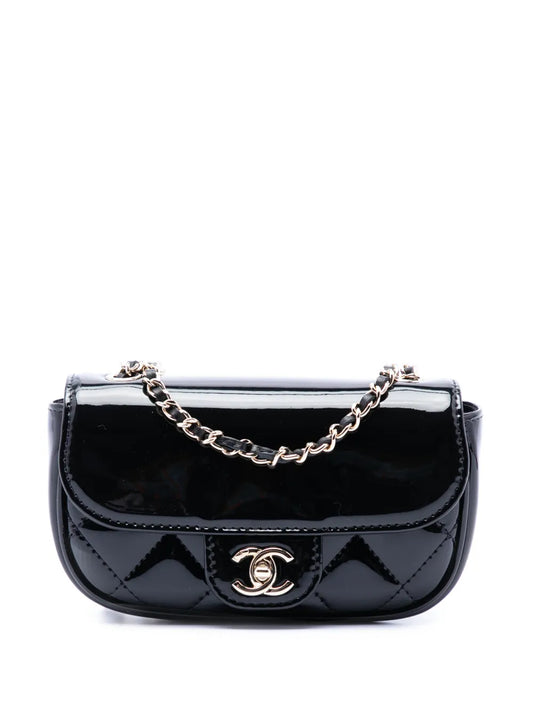 Chanel CC Small Single Flap Crossbody Bag Black Patent Leather Quilted 2021–2026 – PRELOOV