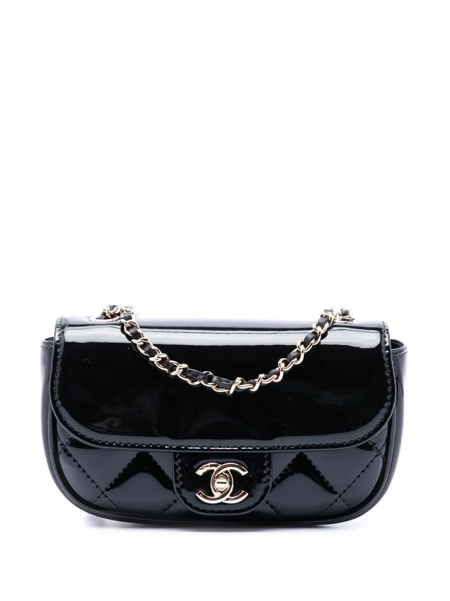 Chanel CC Small Single Flap Crossbody Bag Black Patent Leather Quilted 2021–2026 – PRELOOV