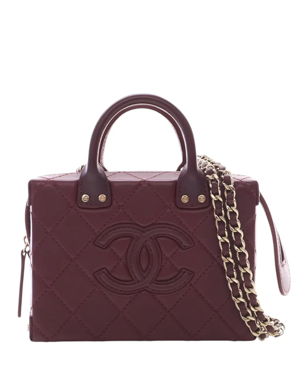 Chanel CC Small Top Handle Bag Red Calfskin Quilted 2021–2026 – PRELOOV