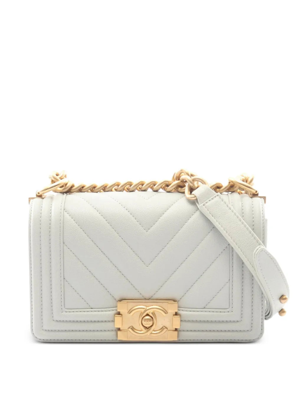 Chanel Boy Chanel Shoulder Bag Blue Grey Leather Chevron Quilted 2021 – PRELOOV