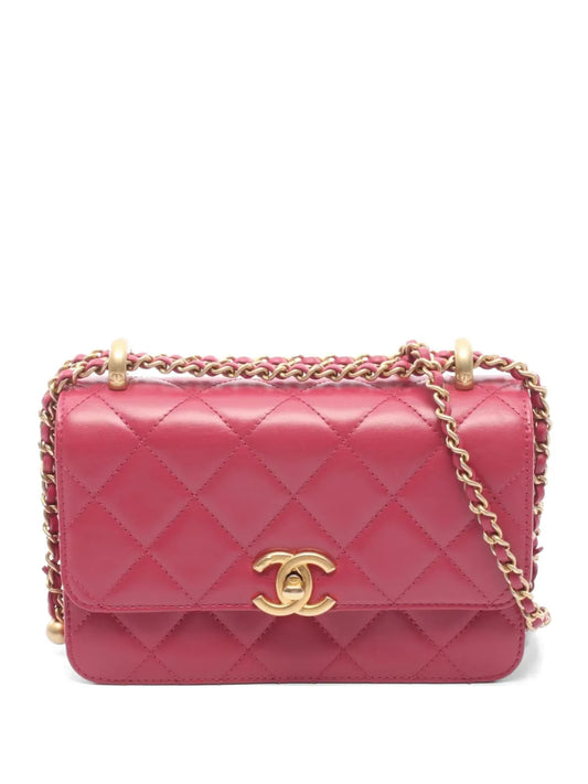 Chanel Small Flap Crossbody Bag Pink Leather Matelassé Gold Hardware 2021S – PRELOOV