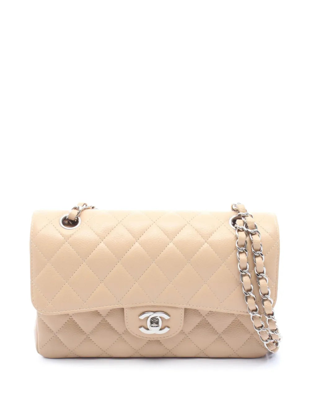 Chanel Classic Double Flap Small Beige Caviar Leather Silver Hardware 2021–2026 – PRELOOV