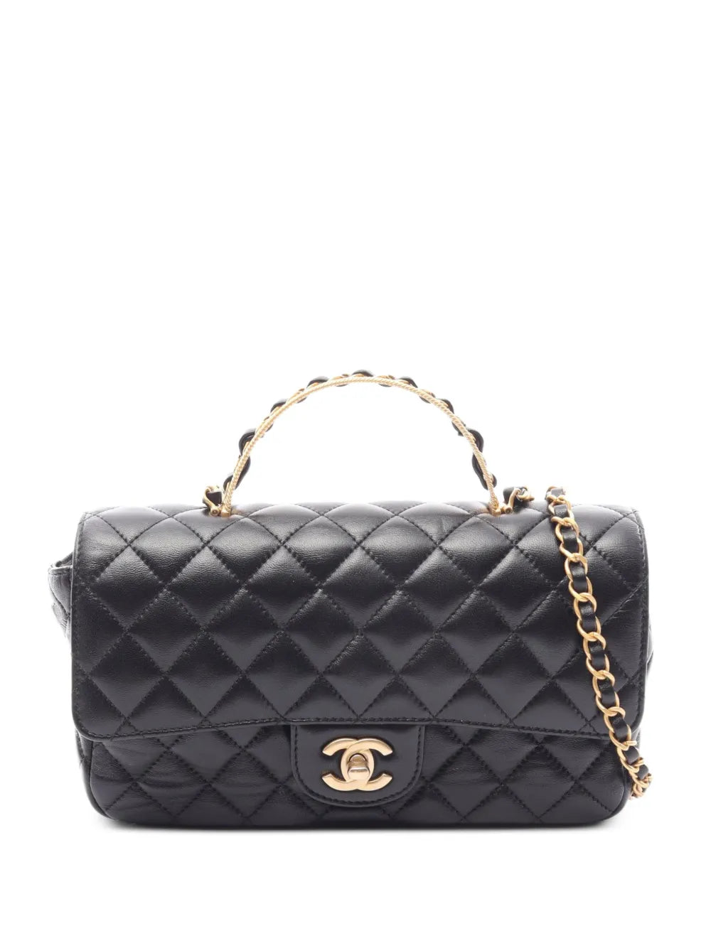 Chanel Matelassé Top Handle Shoulder Bag Black Leather 2021 – PRELOOV