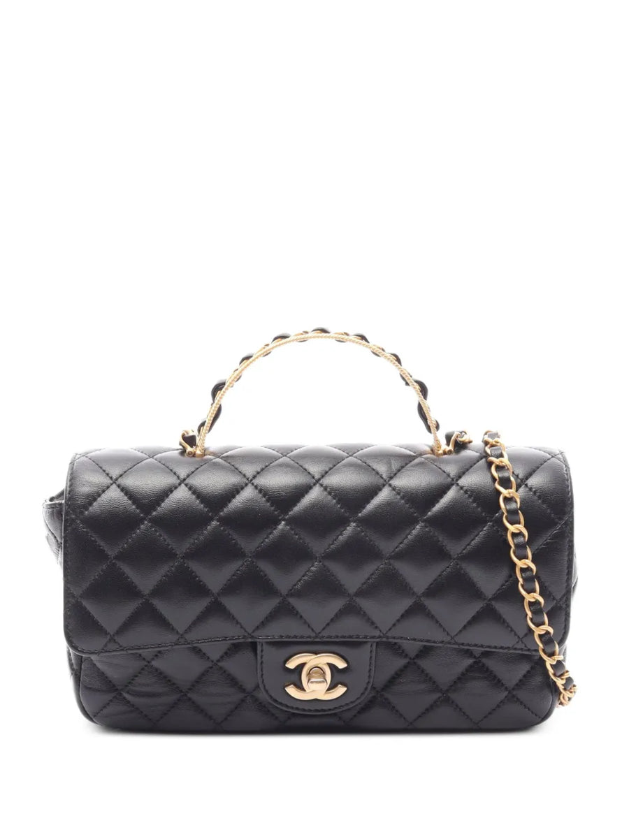 Chanel Matelassé Top Handle Shoulder Bag Black Leather 2021 – PRELOOV