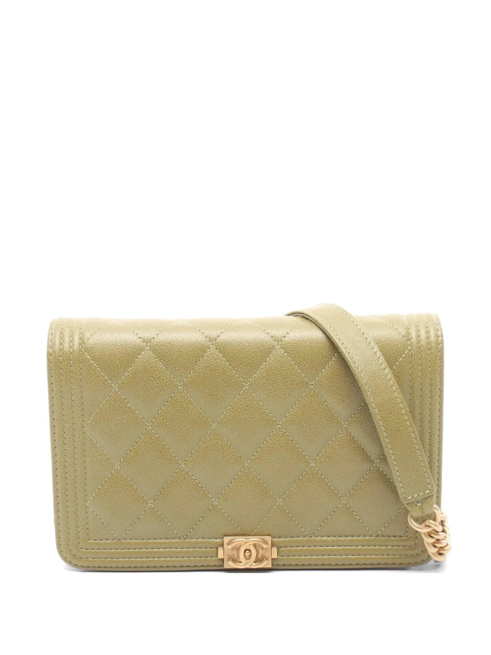 Chanel Boy Chanel Shoulder Bag Khaki Green Caviar Leather 2021 – PRELOOV