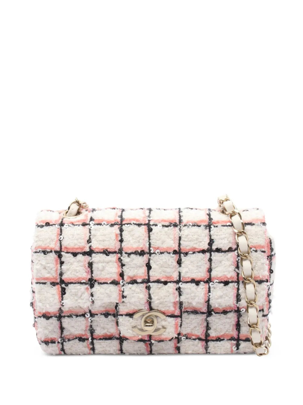 Chanel Mini Matelassé Sequin Shoulder Bag White Tweed 2021S – PRELOOV