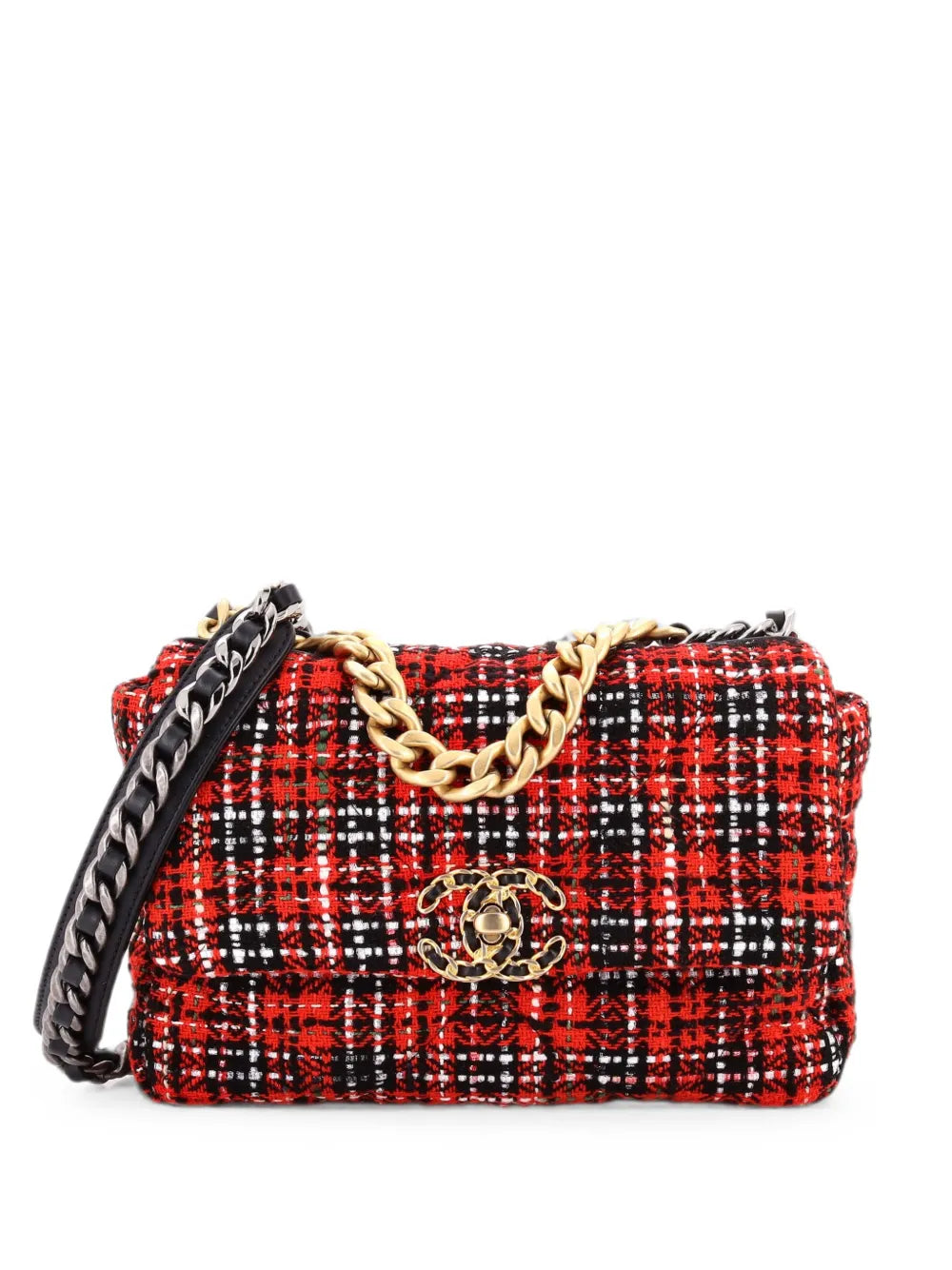 Chanel 19 Flap Bag Medium Crossbody Red Tweed Quilted – PRELOOV